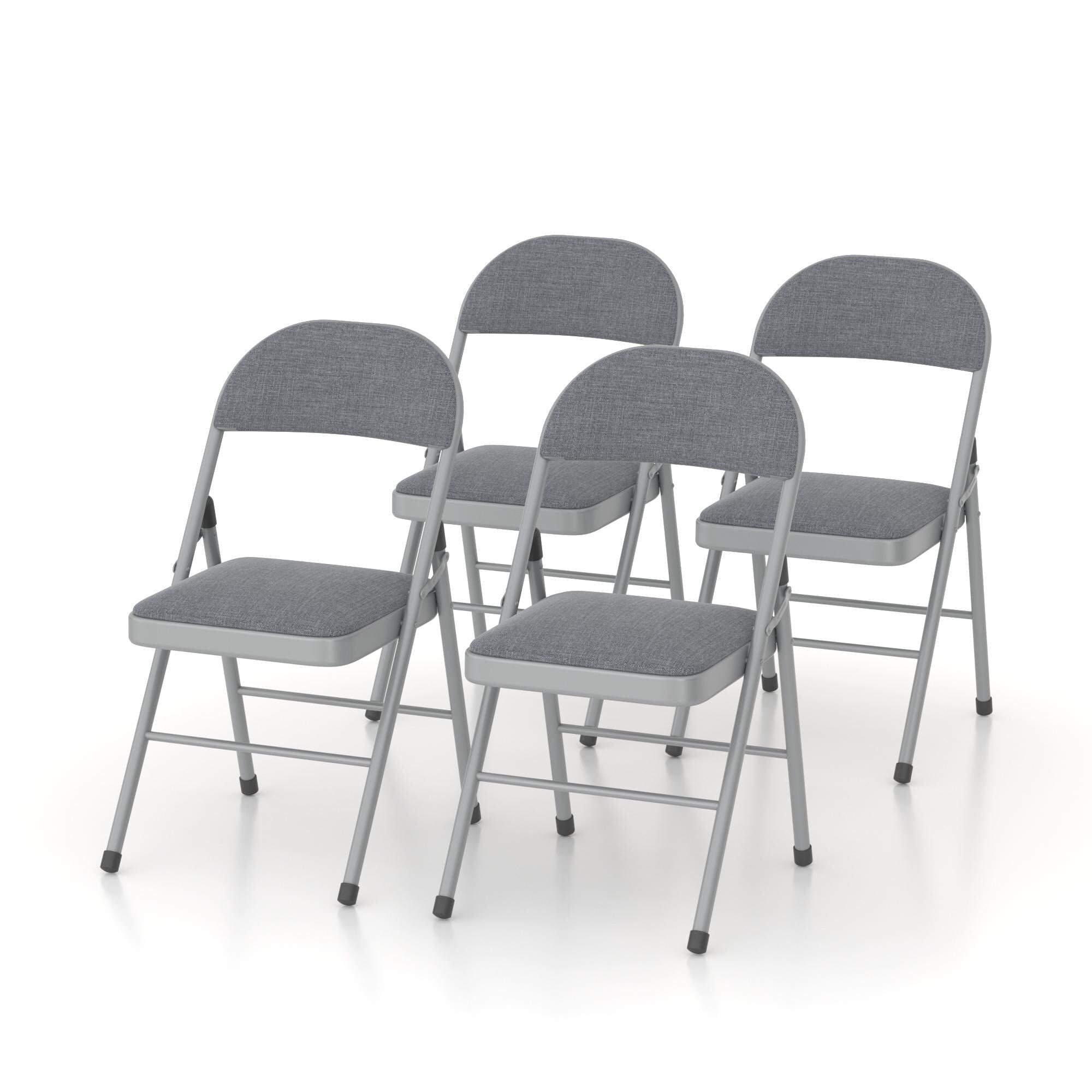 Javlergo Set of 4 Portable Folding Chairs with Padded Linen Fabric Space-Saving Stackable Chair for Living Room Dining Camping