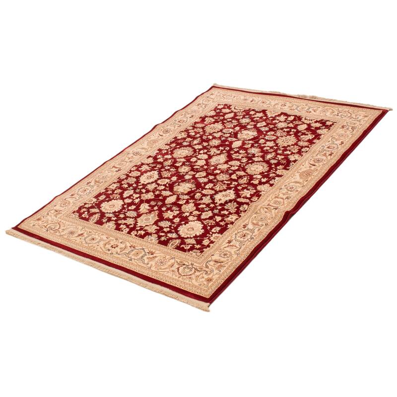ECARPETGALLERY Machine Woven Lotus Mod Red Polypropylene Rug - 5'3 x 7'8