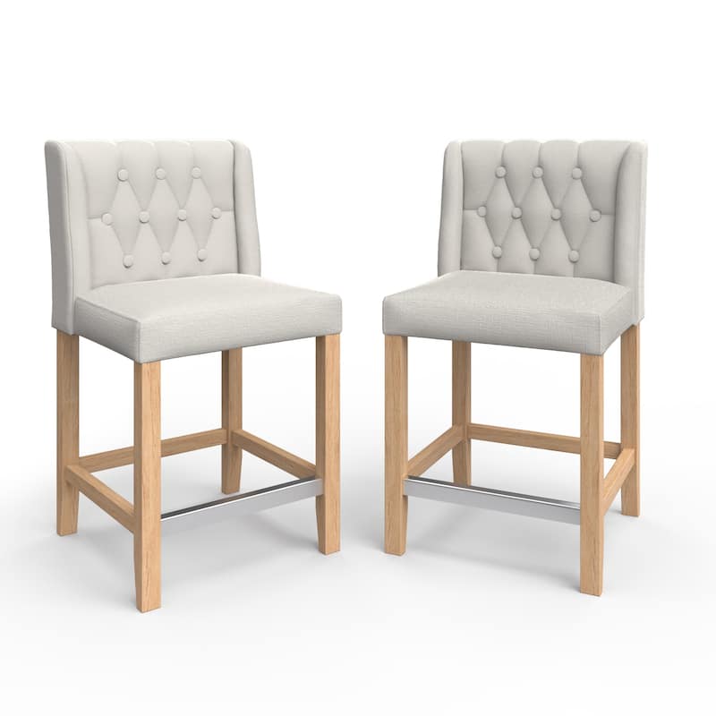EROMMY Counter & Bar Stools Set of 2, Solid Wood Frame Upholstered Kitchen Stools