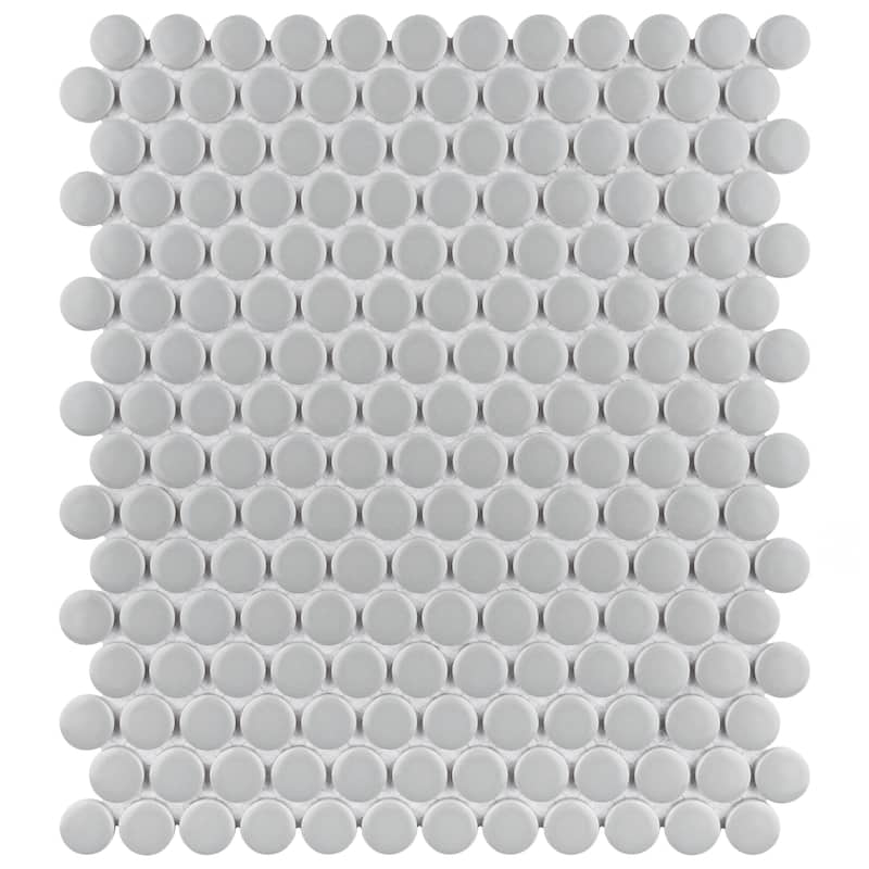 Merola Tile Metro Penny Matte Light Grey 9-3/4" x 11-1/2" Porcelain Mosaic Floor and Wall Tile - Case (10 Tiles)