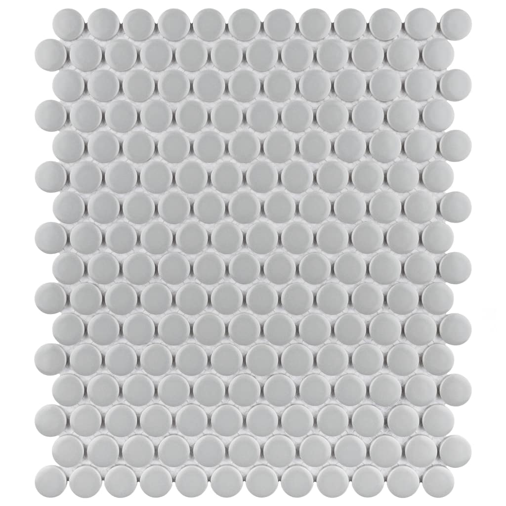 Merola Tile Metro Penny Matte Light Grey 9-3/4" x 11-1/2" Porcelain Mosaic Floor and Wall Tile