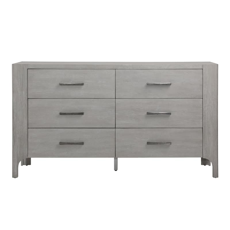 Mark 6-Drawer Acacia Wood Dresser, Light Gray