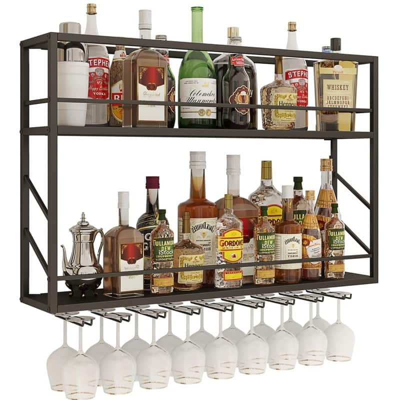 Wall Mounted Wine Rack - 39.3"W x 7.9"D x 25.6"H