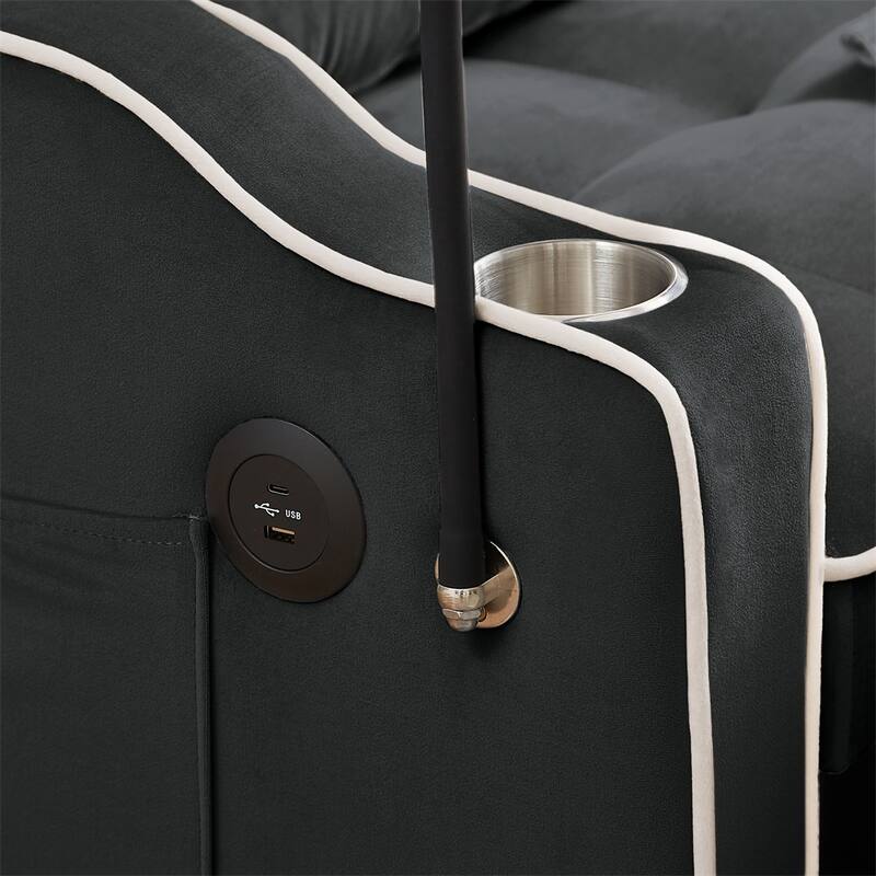 Versatile Foldable Sofa Bed in 3 Lengths,Adjustable Back w/ USB