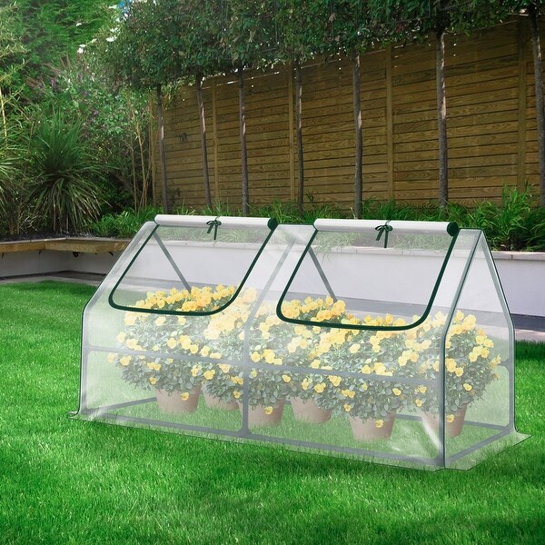Aoodor 6x3x3 ft Mini Greenhouse with 2 Zipper Doors, 3 Covers - 6
