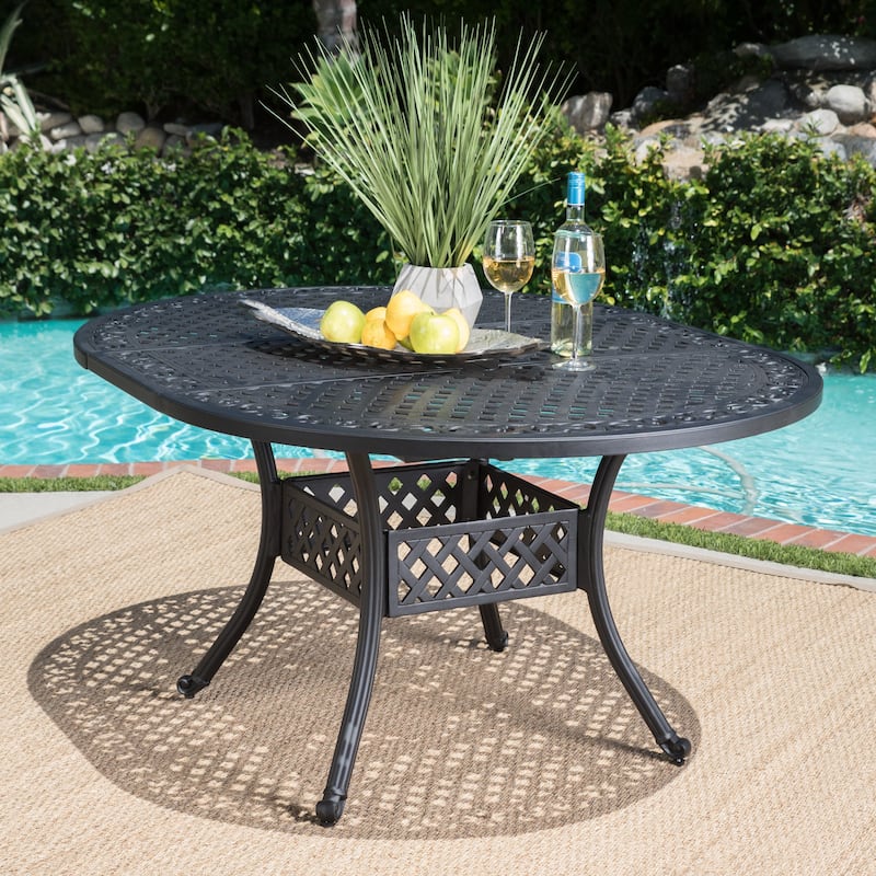 Roomfitters Outdoor Expandable Aluminum Dining Table with Elegant Design, Perfect for Patio and Garden Use - Black