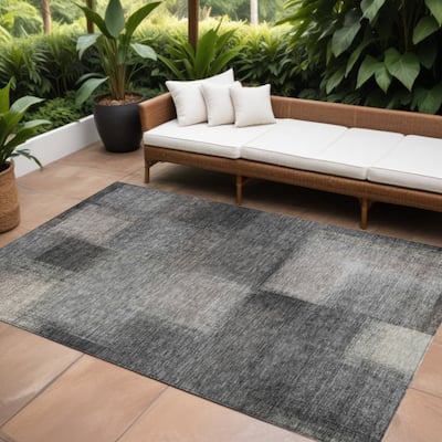 HomeRoots Abstract Transitional Rectangle Outdoor Rug