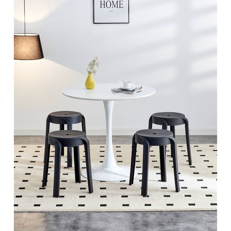 6 Pack Stackable Plastic Stools - Black