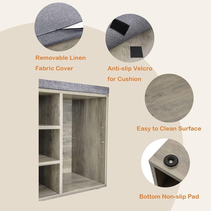 Shoe Storage Bench with Cushion