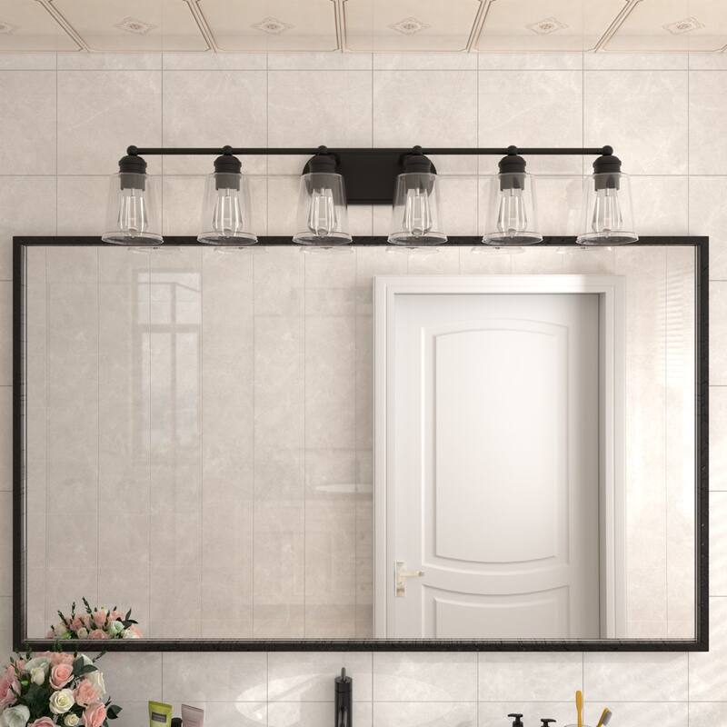 Modern Farmhouse 6-light Black Bathroom Vanity Lights with UL Certified - 44''