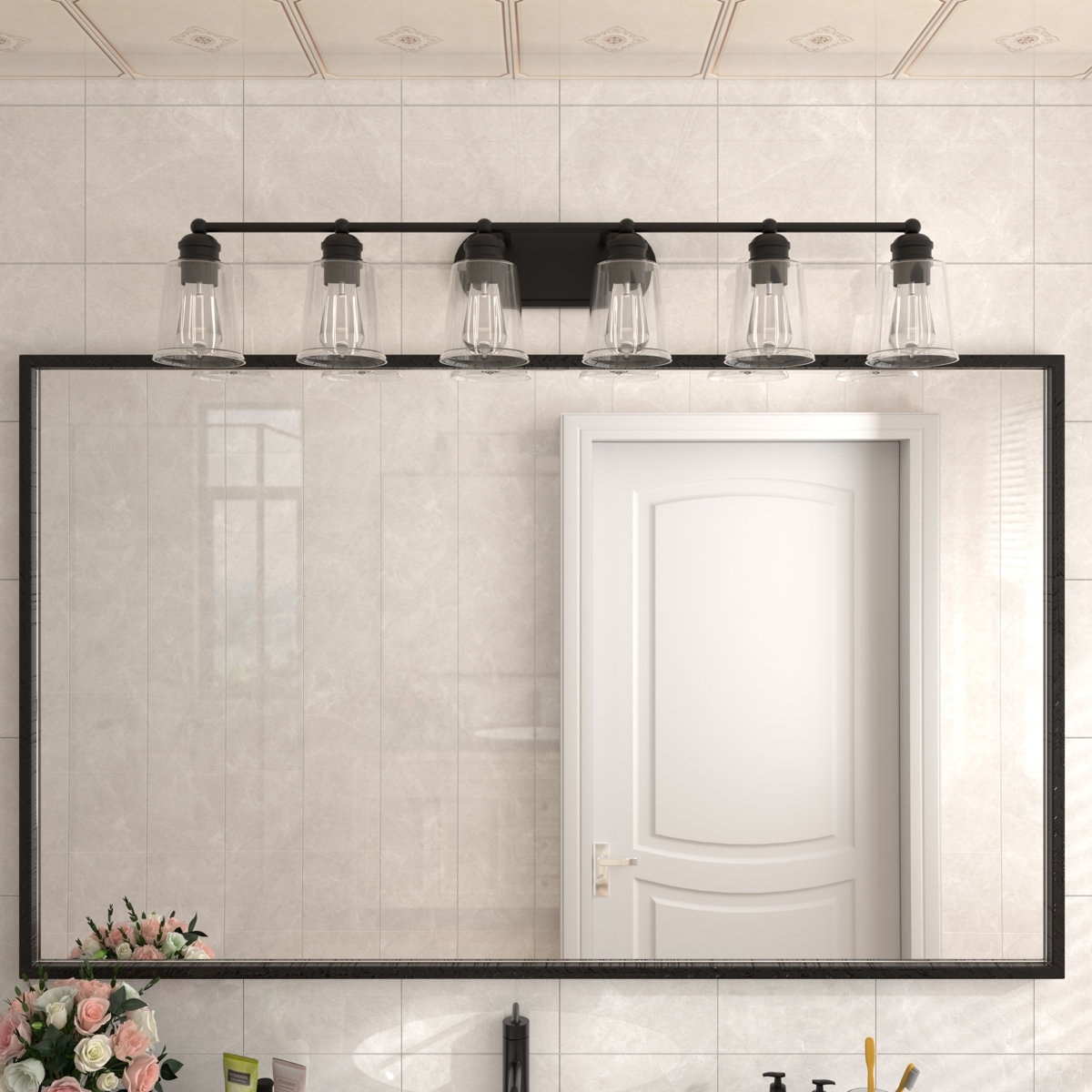 Acroma Modern Farmhouse 6-light Black Bathroom Vanity Lights with UL Certified - 44''