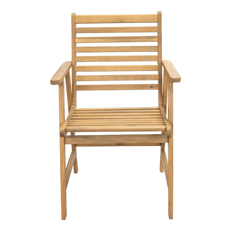 Sunnydaze Hatteras Acacia Wood Outdoor Dining Chairs with Arms - Set of 2