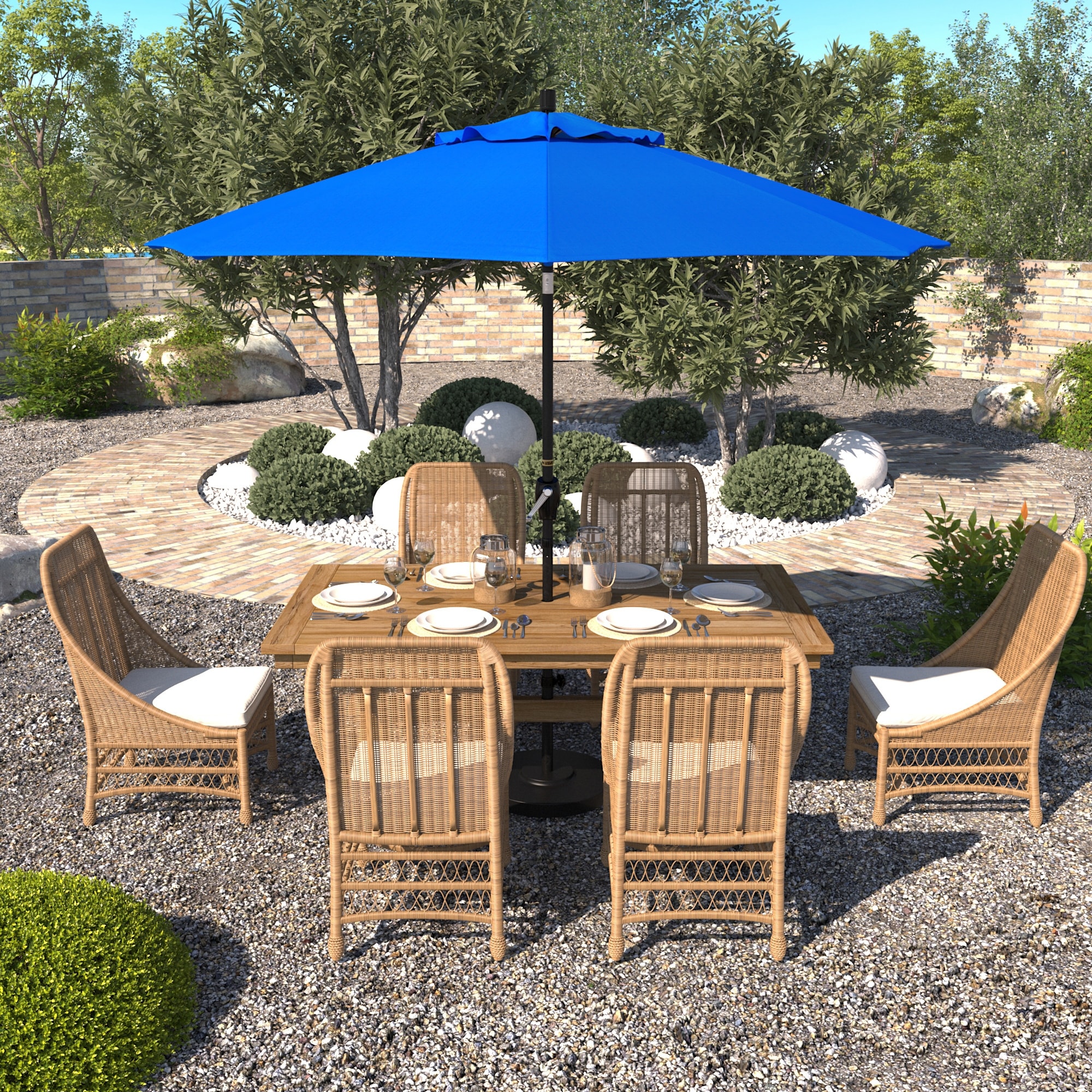 California Umbrella 9' Round Crank Lift Push Button Tilt Black Aluminum Patio Umbrella with Sunbrella Spectrum Dove Fabric
