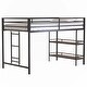preview thumbnail 7 of 16, twin loft bunk black with Cinnamon wood shelf