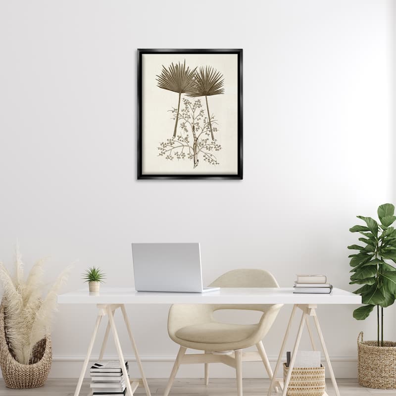 Stupell Palm Leaf & Olive Branches Framed Floater Canvas Wall Art Design By Phillipa Katz
