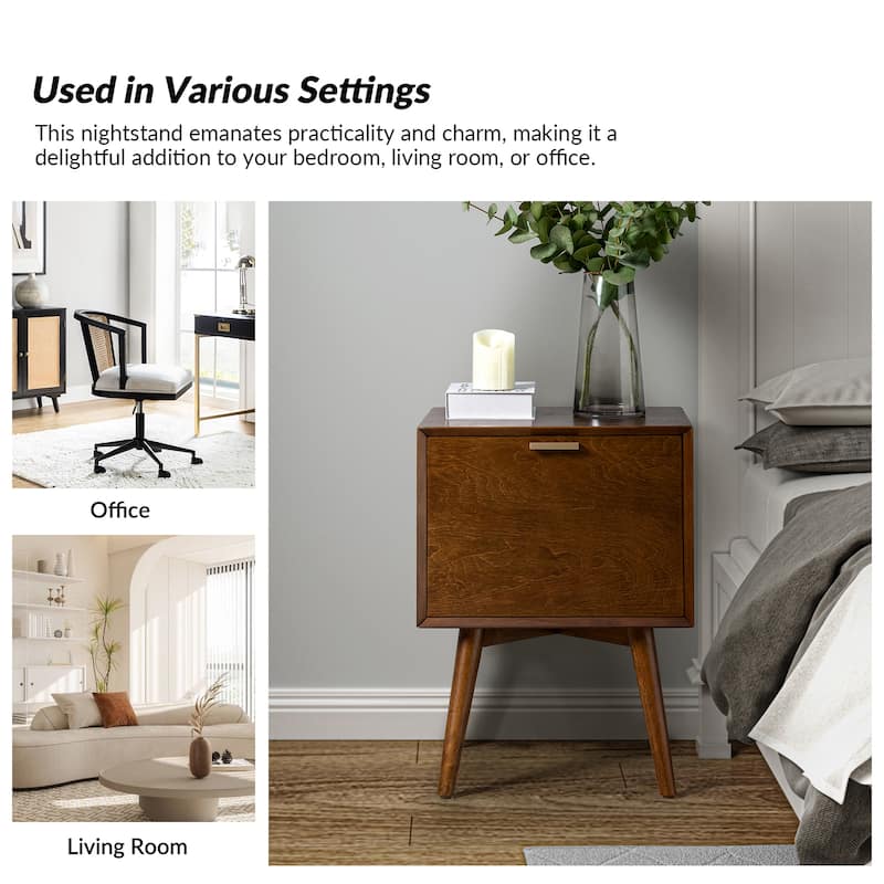 Isabel Mid-century 2- Drawer Wood Nightstand Sets of 2 by HULALA HOME