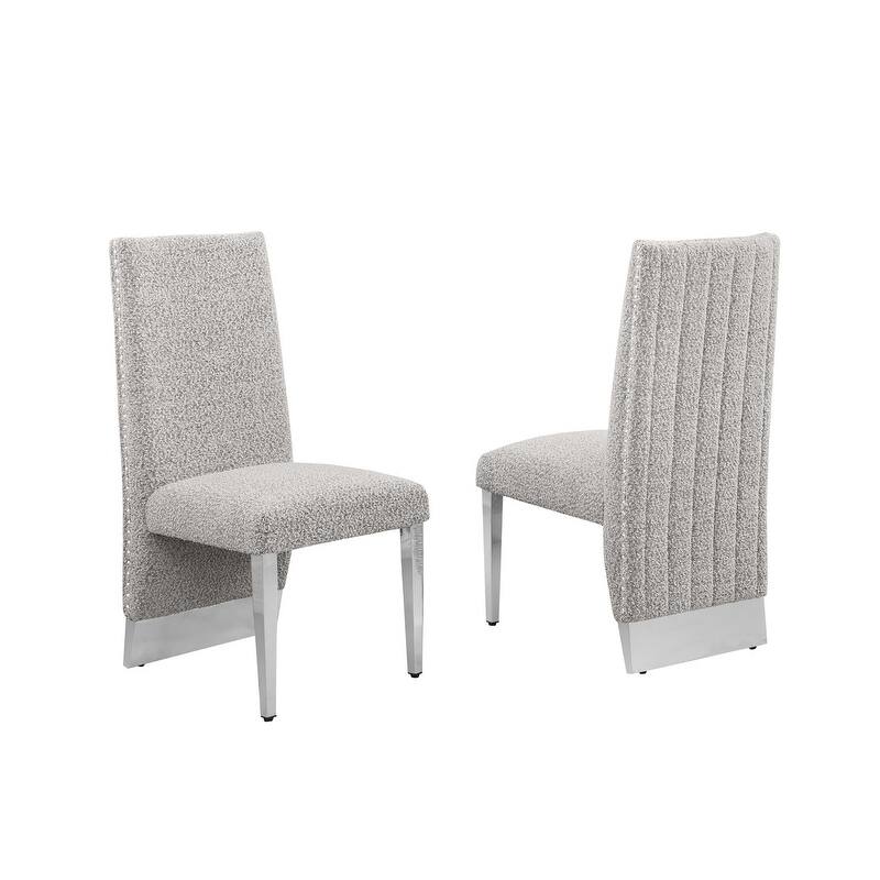 Best Quality Furniture Pleated Chrome Nailhead Trim Dining/Side Chair - N/A