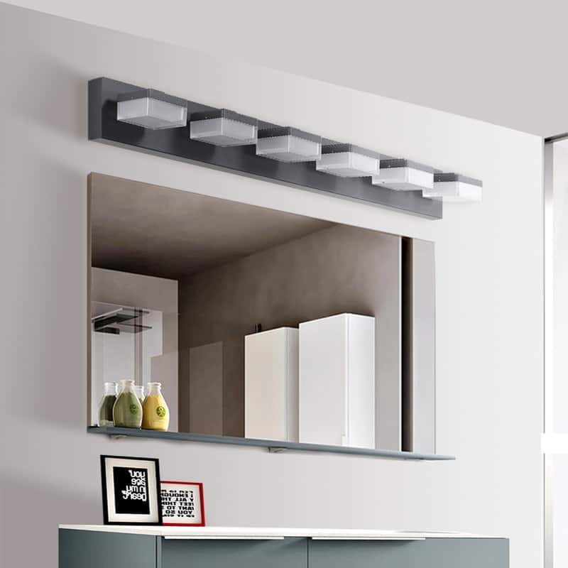 Contemporary 6-Light Black LED Vanity Fixture – Mirror Lighting for Bathrooms & Makeup Tables‌