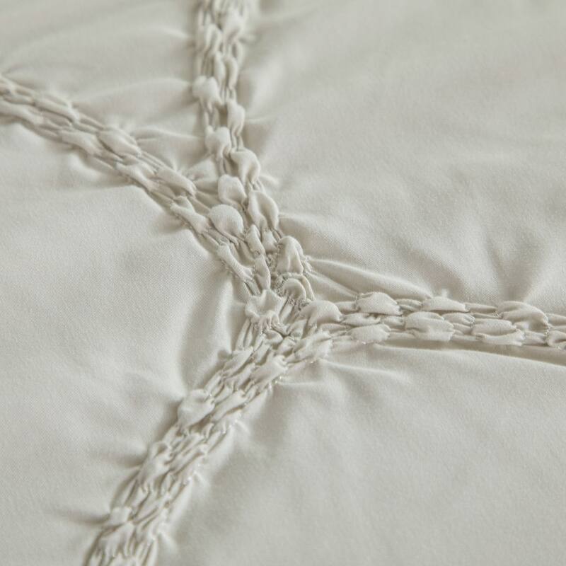 Embroidered Puckered Microfiber 3pcs Comforter Set, Scale Design Contemporary Bedding Set