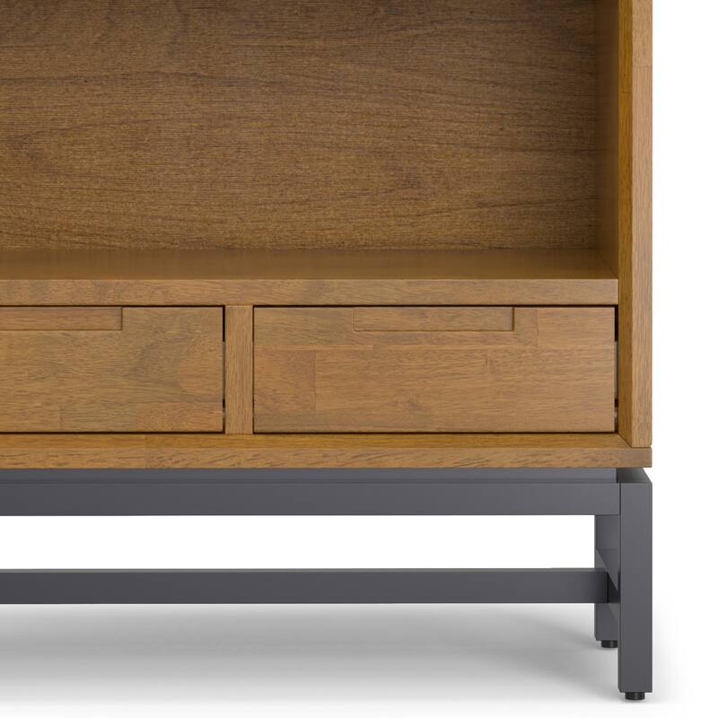 WYNDENHALL Devlin SOLID HARDWOOD and Metal 66x30 inch Rectangle Industrial Bookcase - 30"w x 14"d x 66" h