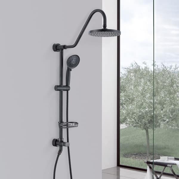 Wall Mount Exposed Pipe Shower System With Handheld Sprayer 8 Inch Rain