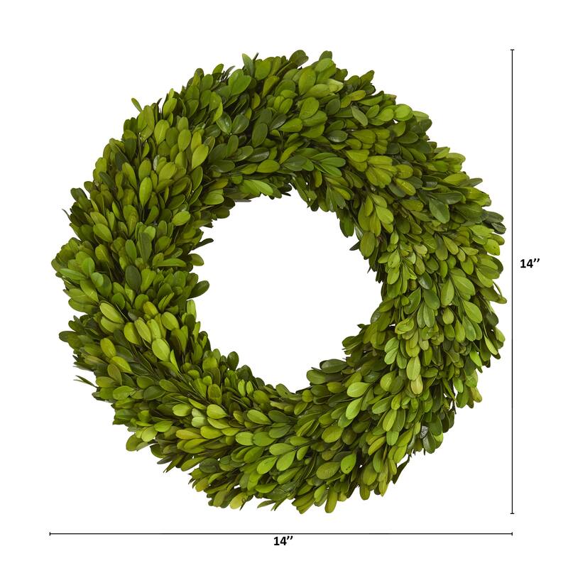 Preserved Boxwood Artificial Wreath, 14-Inch, Unlit