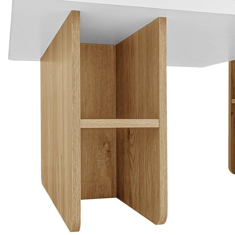 Set of 2 Modern Farmhouse Nesting Coffee Tables, Wood Finish Rectangle Living Room & Sofa Side Tables