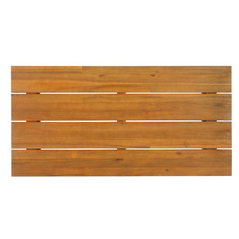 SAFAVIEH Outdoor Patio Furniture Kento Solid Wood Slatted Coffee Table - 47"W x 24"D x 15"H