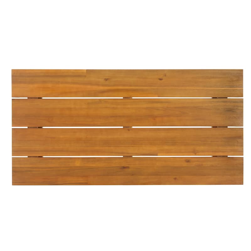 SAFAVIEH Outdoor Patio Furniture Kento Solid Wood Slatted Coffee Table - 47"W x 24"D x 15"H