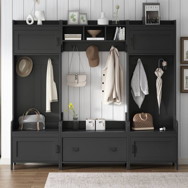 Entryway Bench Hall Tree with Ample Storage Drawer - N/A