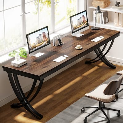 78.74" Extra Long Double Computer Desk with Unique Metal Legs for Home Office