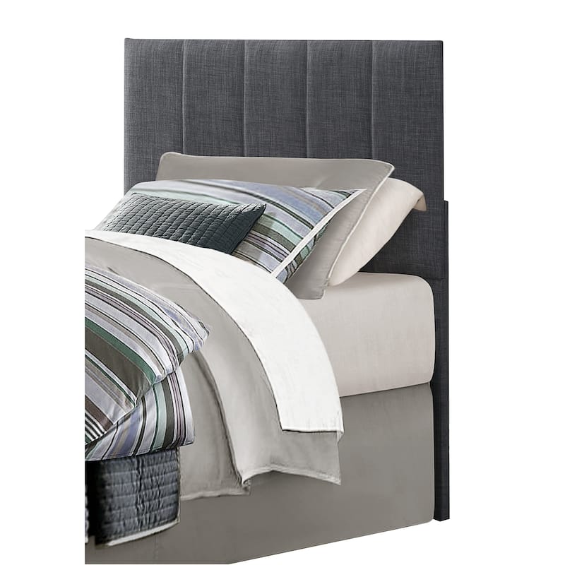 Gray Fabric Upholstered Twin Headboard with Vertical Channel Tufting
