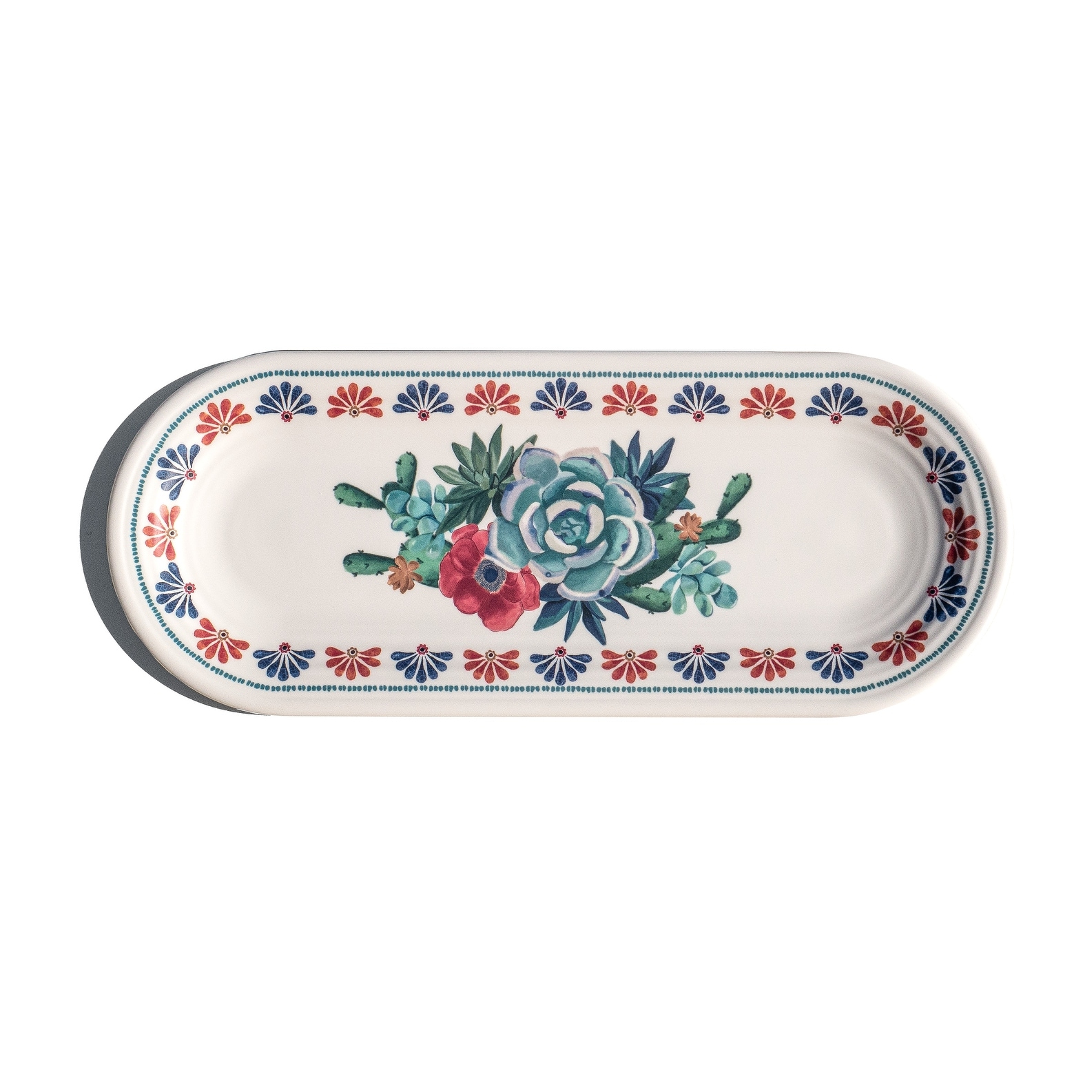 Abode Homewares Desert Succulent NewWave Melamine Serving Tray - Cream - 15" x 6.1"