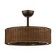 preview thumbnail 5 of 6, 24" Rustic 3-Blade Rattan Cage Ceiling Fan Chandelier with Remote
