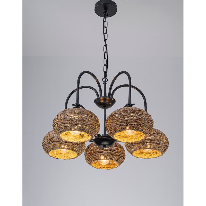 Vesper 5-light Modern Farmhouse Rustic Chandelier - 24 in. Wide/16 in. Tall
