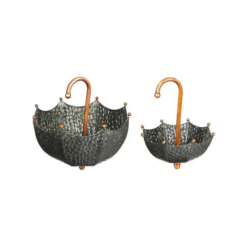 15 in. Metal Umbrella Hanging Basket Planters (Set of 2)