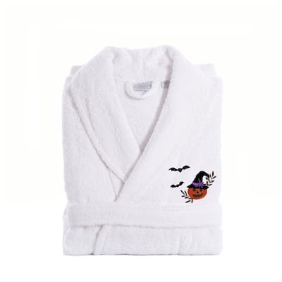 Authentic Hotel and Spa 100% Turkish Cotton Unisex Terry Bath Robe with Pumpkin Head Embroidery