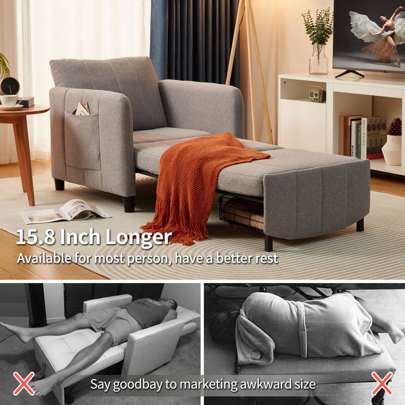 84" 4-in-1 Pull Out Recliner Chair Bed Sleeper Sofa Bed
