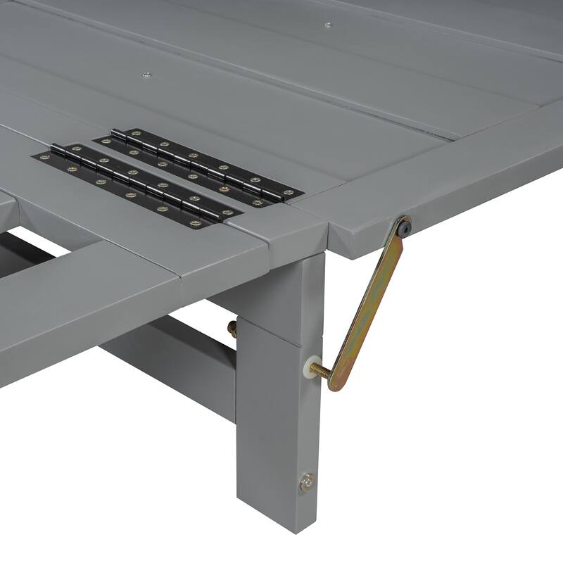 Space-Saving Queen Murphy Bed with Hidden Storage and Modern Woven Design, Gray