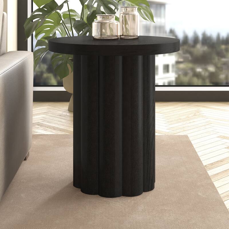 Olie 20" Wide Round Fluted Side Table - 20" Wide