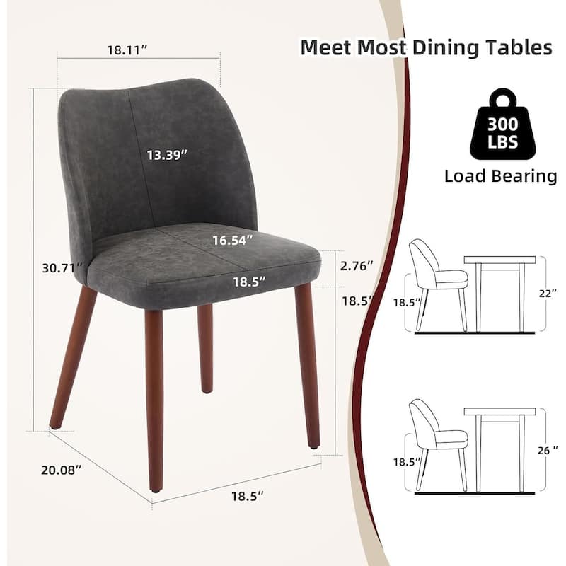 Set of 2 Upholstered PU Leather Dining Chairs for Dining Room Living Room Kitchen
