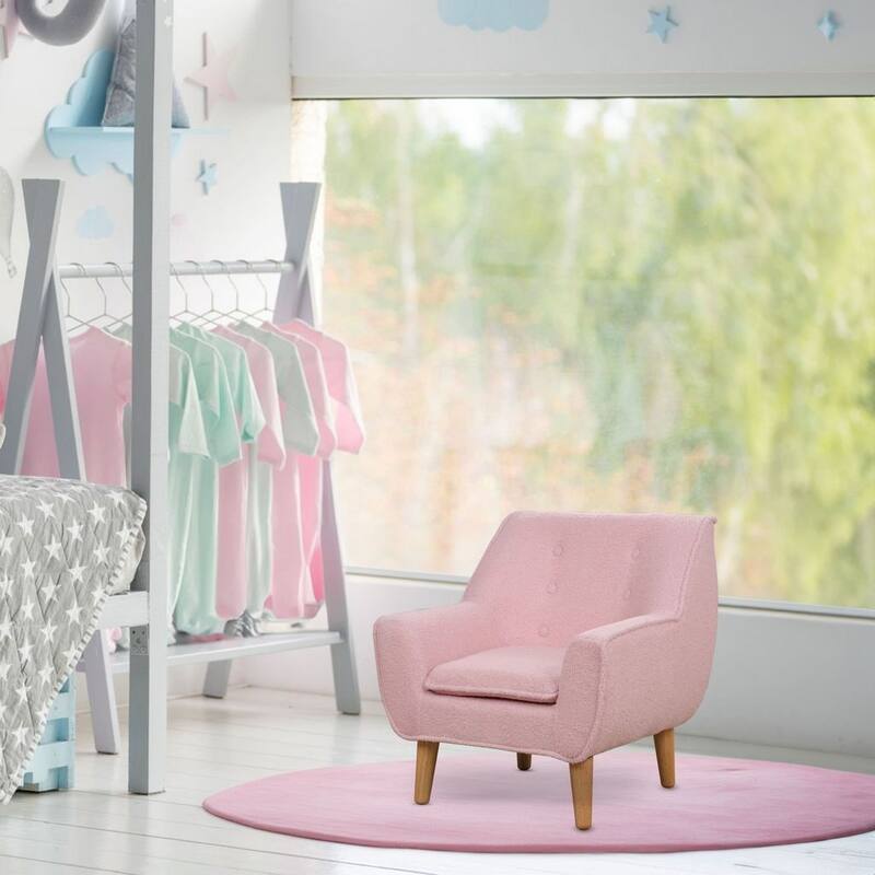 Aria Home Pink Teddy Club Kids Arm Chair with Foam Seat Washable Cover
