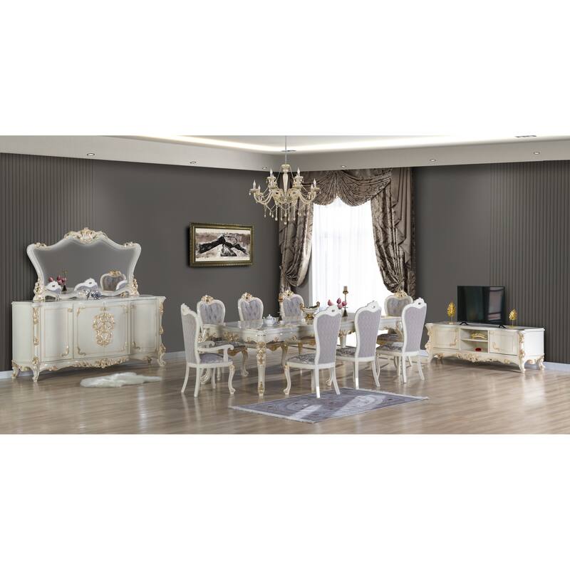 Kelebek Traditional Dining Room Table For 8 People