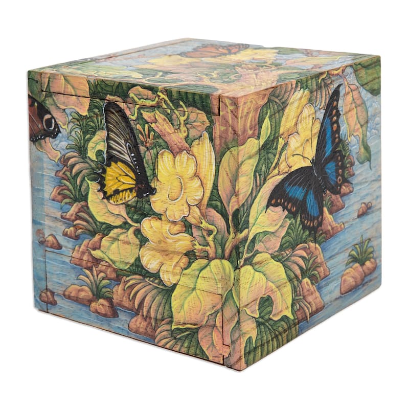 Novica Handmade Tropical Forest Wood Jewelry Box