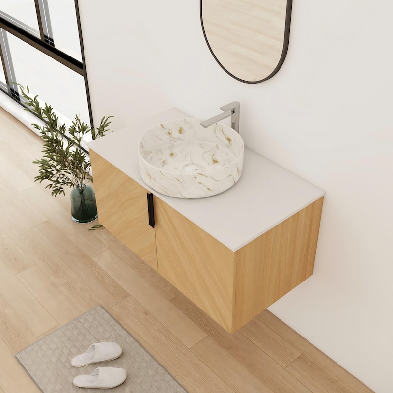 Bathroom Vanity With Sink In 30/36 Inch, Floating Bathroom Vanity With 2 Soft Close Doors