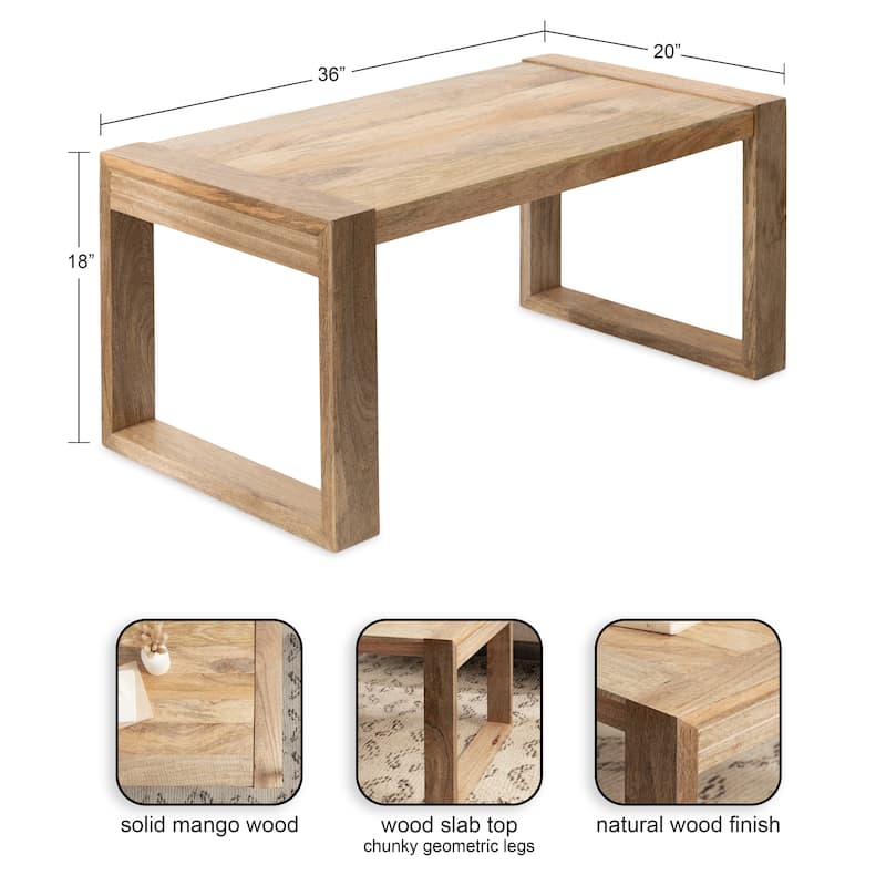 Kate and Laurel Dhillion Wood Rectangle Coffee Table - 36x20x18