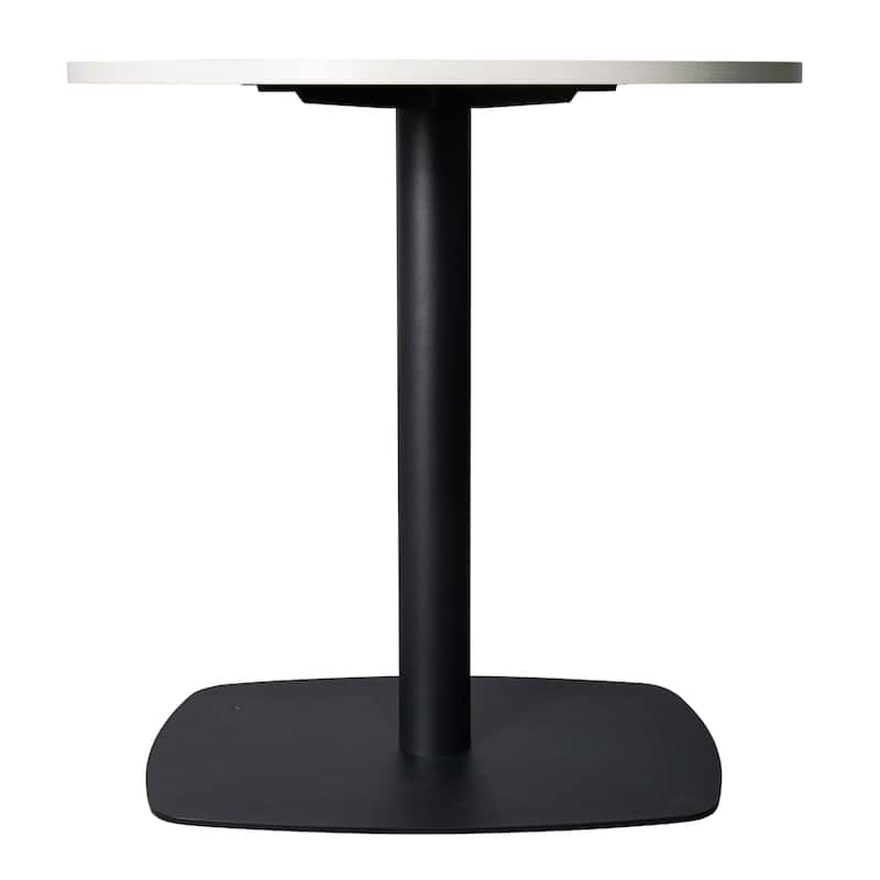 Vail Round Dining Table with 27 in. MDF Tabletop in Black Stainless Steel Square Base Accent Kitchen Table