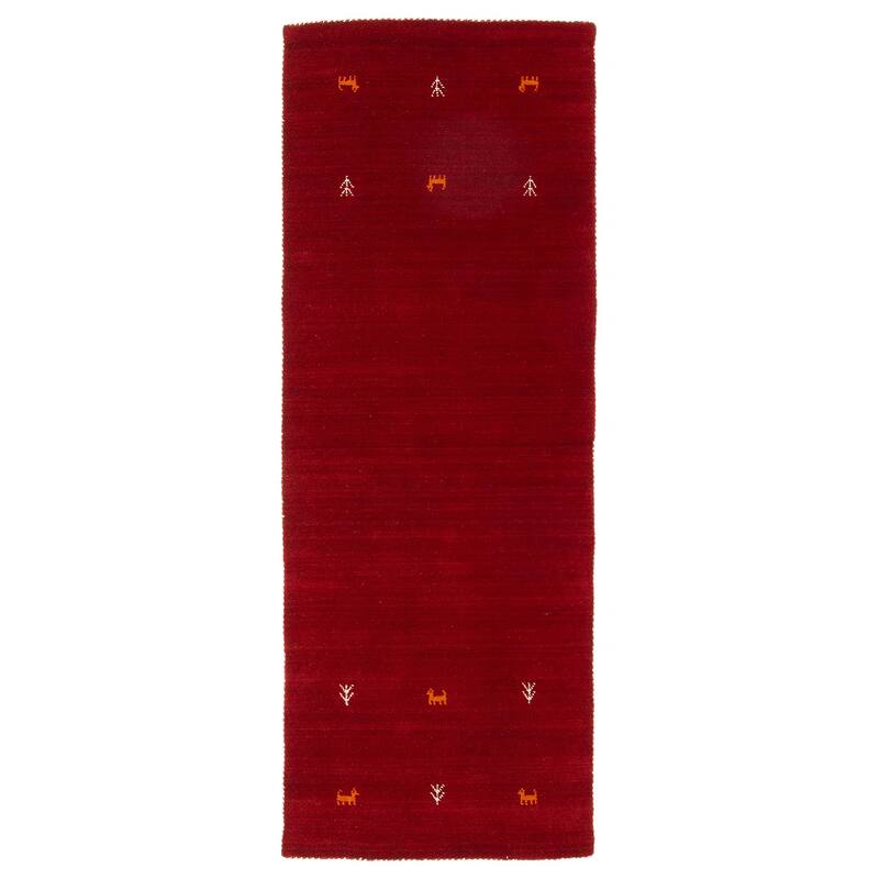 Kashkuli Gabbeh Red Rug 2'5" x 6'5" - 2'5 x 6'5 - Red - 2'5 x 6'5