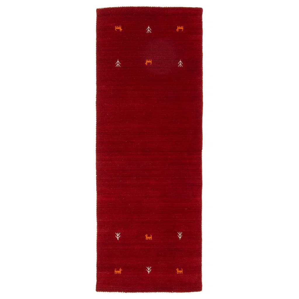 Kashkuli Gabbeh Red Rug 2'5" x 6'5" - 2'5 x 6'5