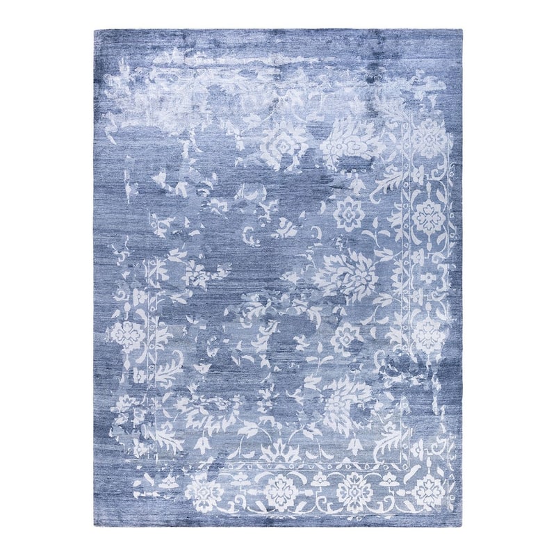 Modern One-of-a-Kind Hand-Knotted Area Rug - Gray, 9' 2" x 12' 2" - 9' 2" x 12' 2"